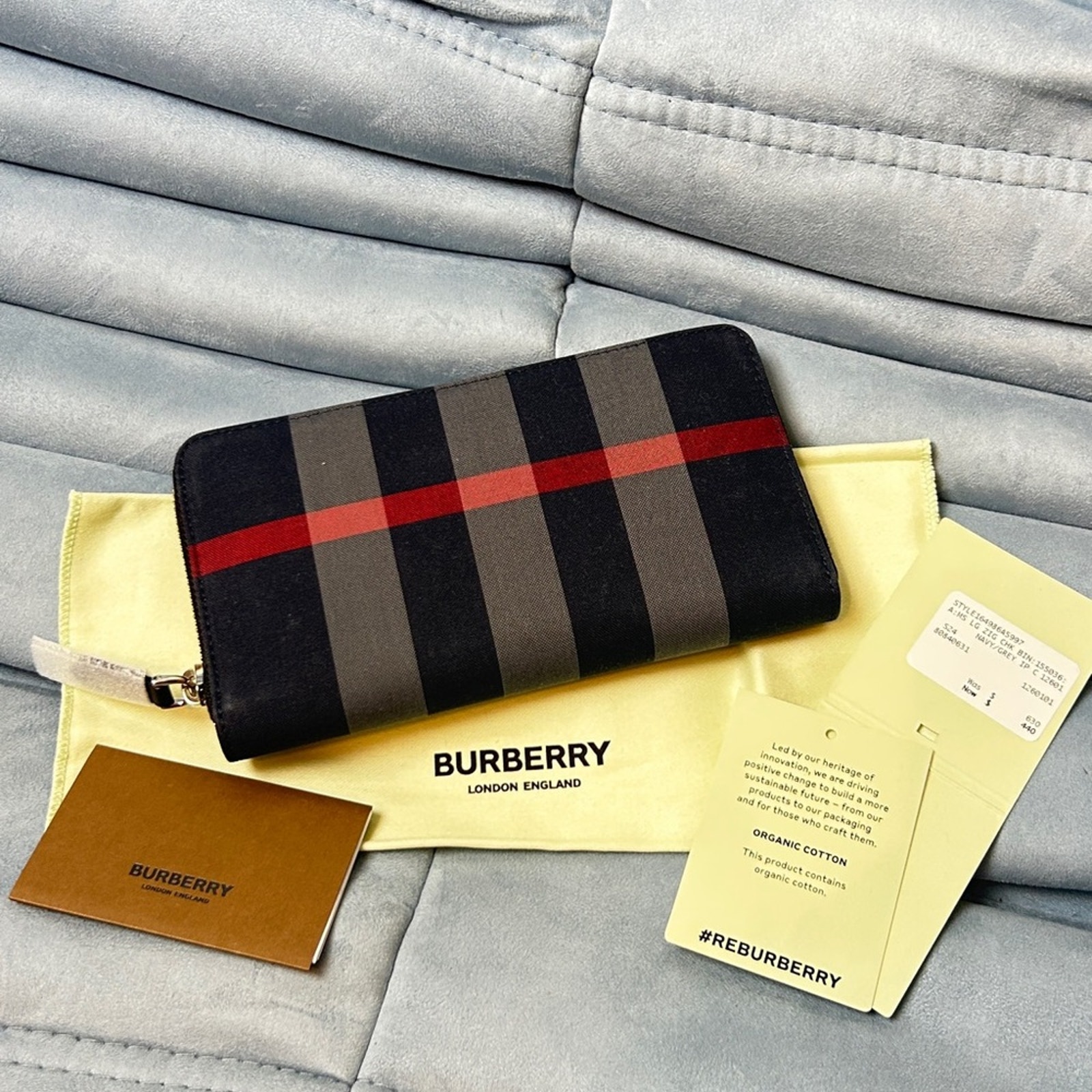 Burberry brand new waterproof wallet with check print