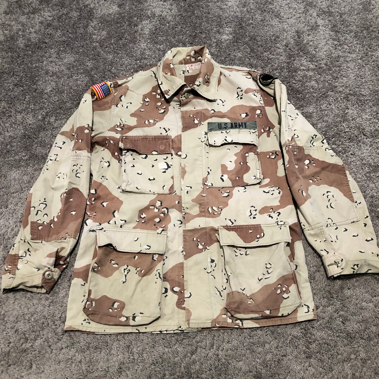 Vintage US Army Chocolate Chip Desert Camo BDU Field Shirt Medium Long (22.5x30)