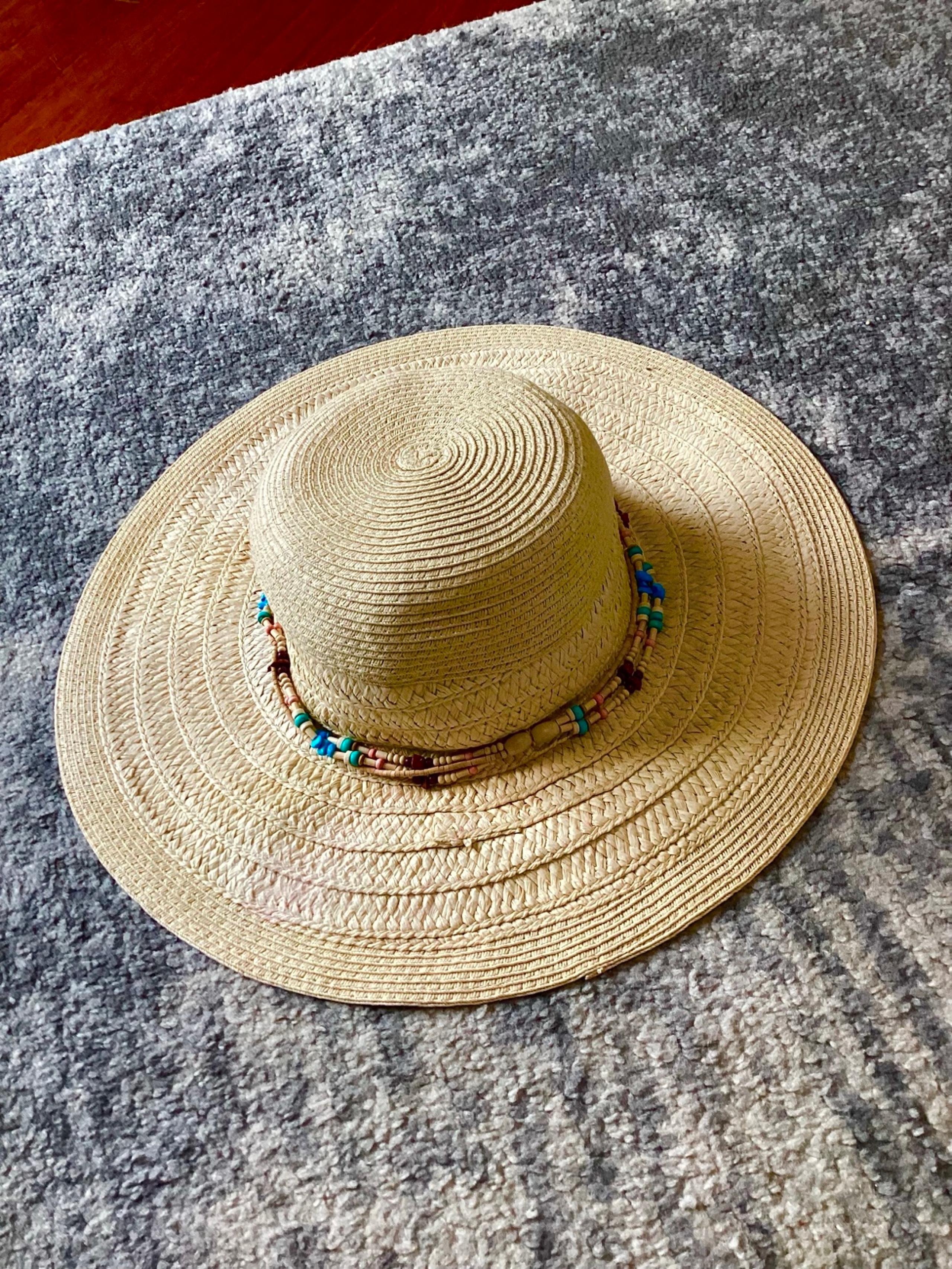 Scala Dorfman Pacific Women’s Straw Beaded Hat, Floppy Sun, one size