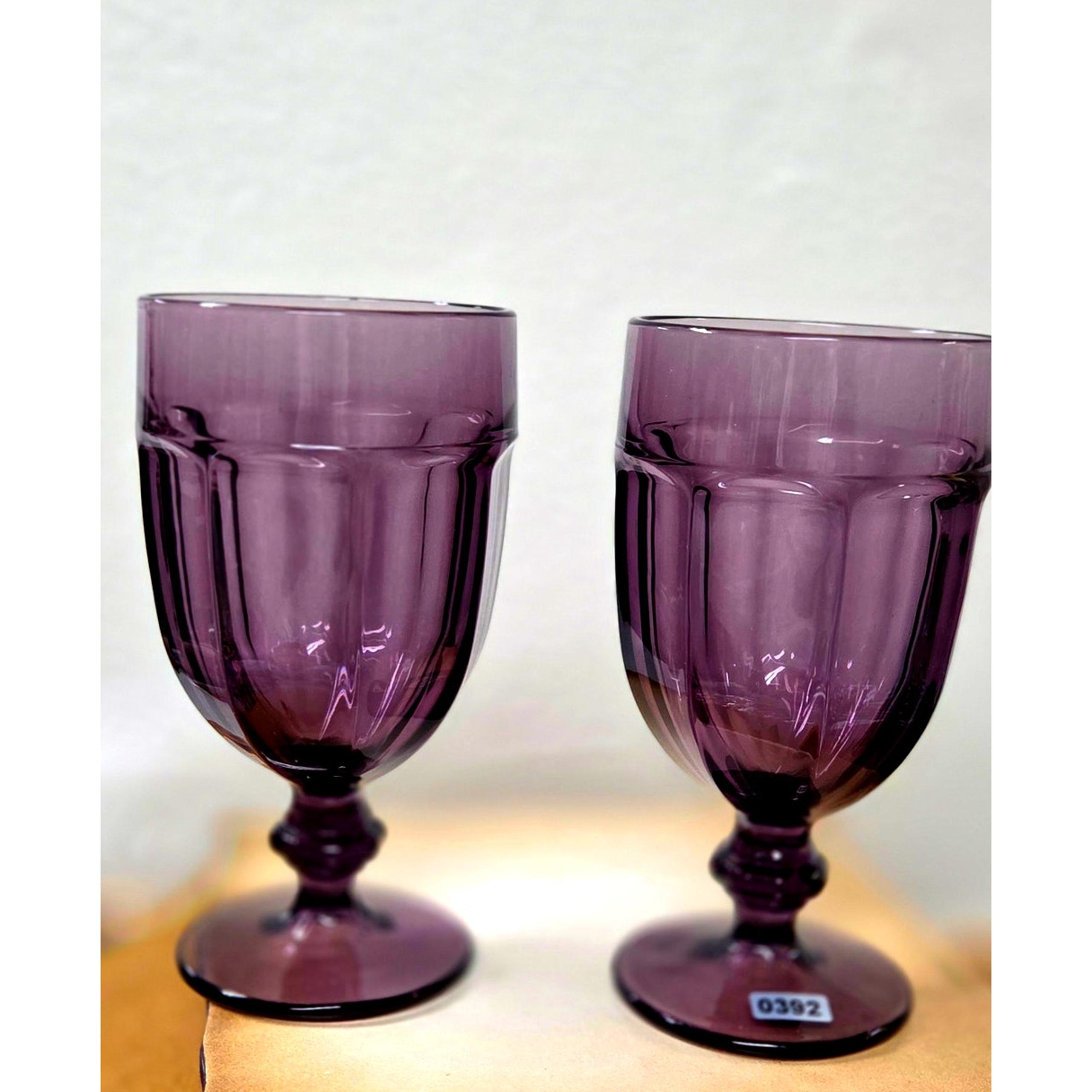 Libbey Duratuff Gibraltar USA stamped; Two Ice Tea; Water. Purple / Plum  7"