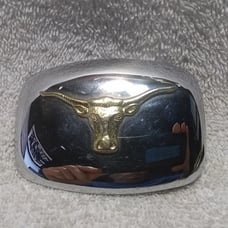 Silver Chrome Shiny Buckle Gold Texas Longhorns Center Excellent Condition USA