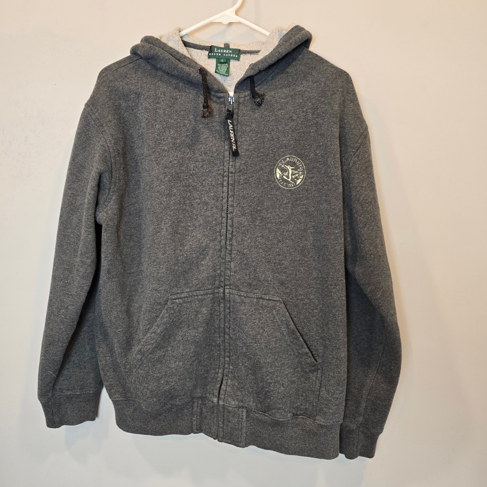 Ralph Lauren Hoodie Sweatshirt Womens Large Gray Large Ski Logo