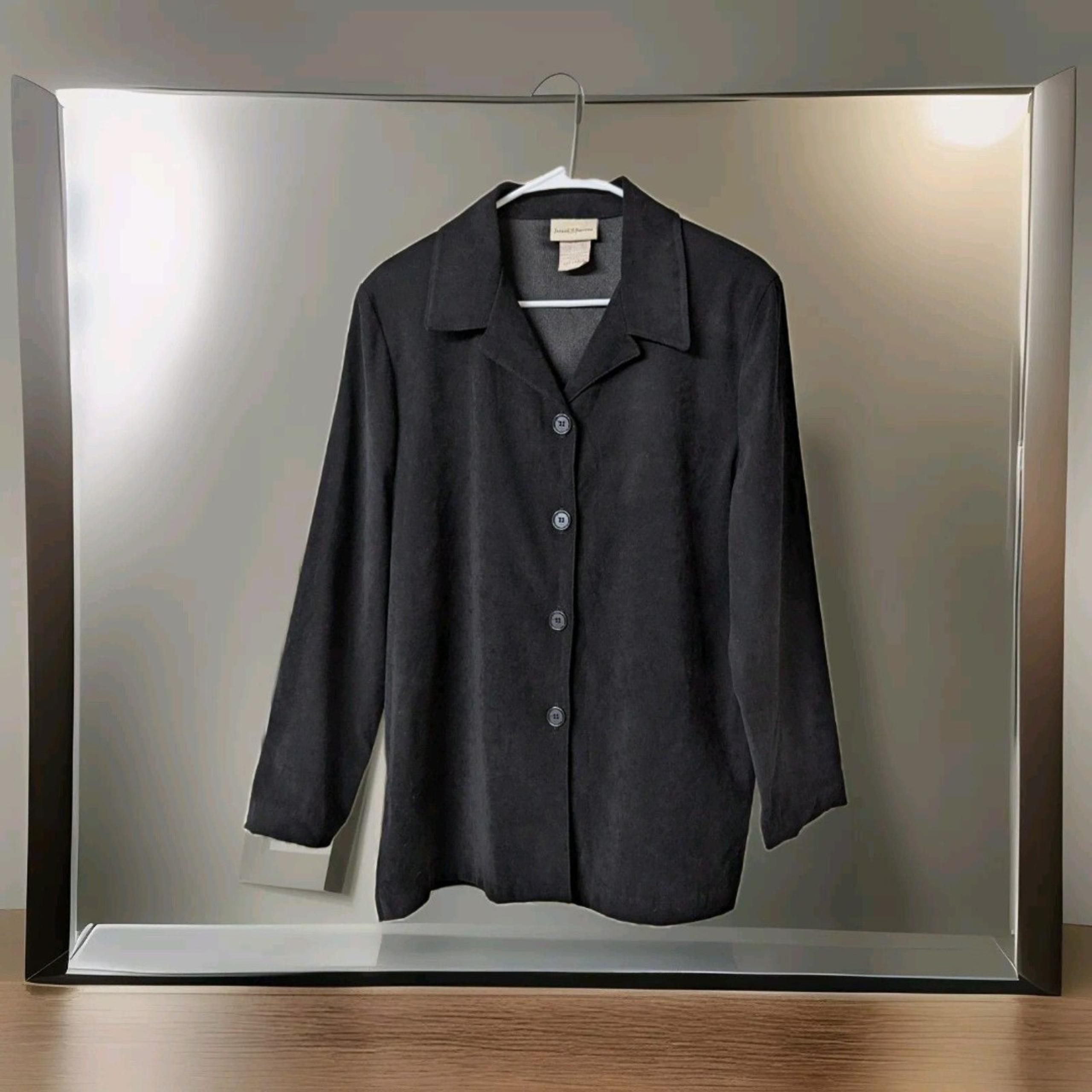 Jaclyn Smith Black Button Down Suede Jacket Top Women's Size Large