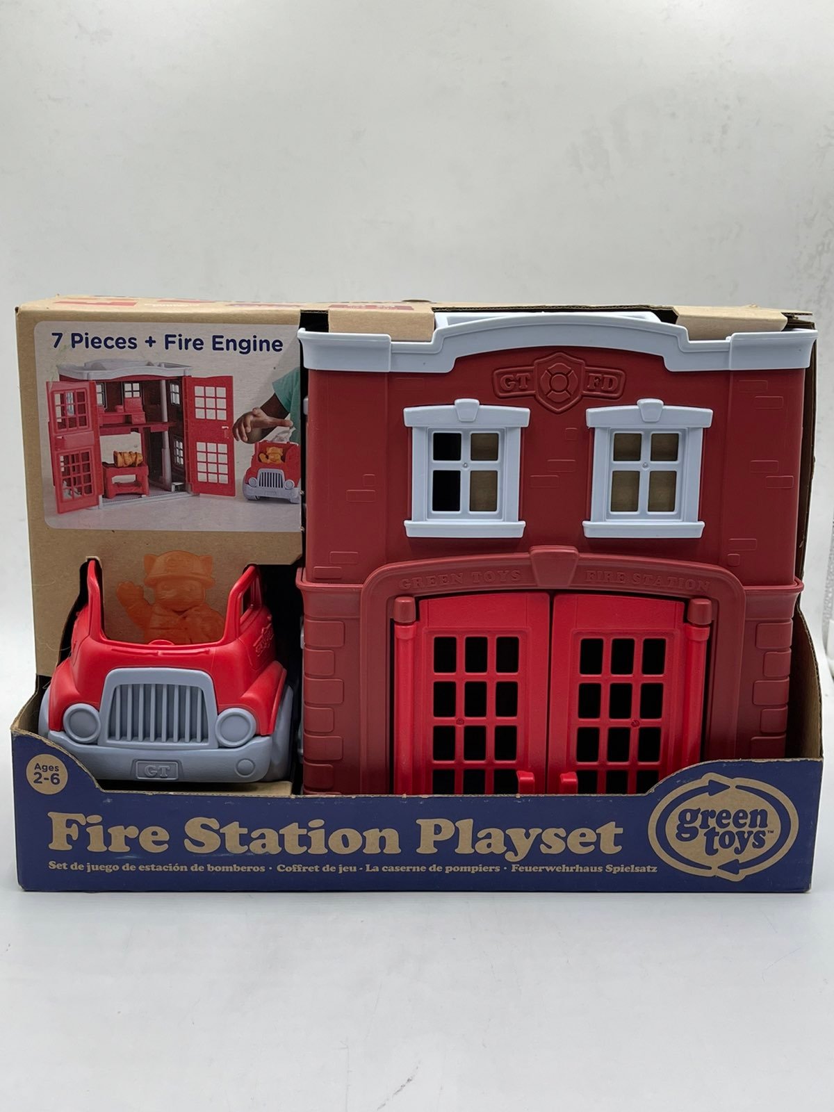 Green Toys Eco-Friendly Fire Station and Fire Truck Playset