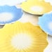 Vintage Fire King lotus plates salad side dessert milk glass yellow blue pastel