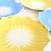 Vintage Fire King lotus plates salad side dessert milk glass yellow blue pastel