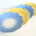 Vintage Fire King lotus plates salad side dessert milk glass yellow blue pastel
