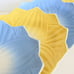 Vintage Fire King lotus plates salad side dessert milk glass yellow blue pastel