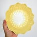 Vintage Fire King lotus plates salad side dessert milk glass yellow blue pastel