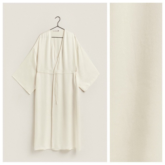 NWT. Zara Home Cream 100% mulberry Silk Long Dressing Gown. Size S-M.