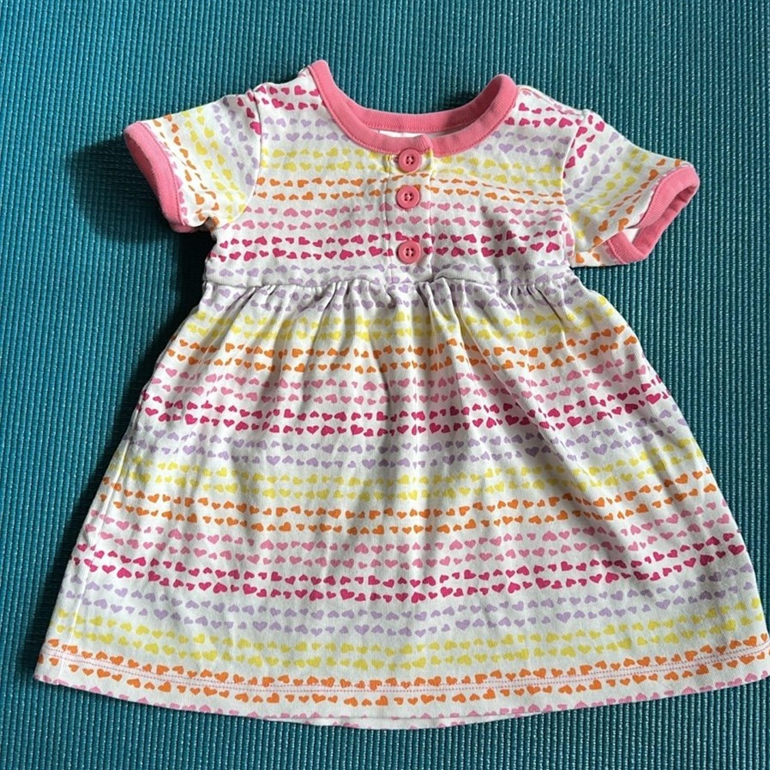 Hanna Andersson It’s A Playdress Daydress Teeny Hearts White Pink Yellow Orange