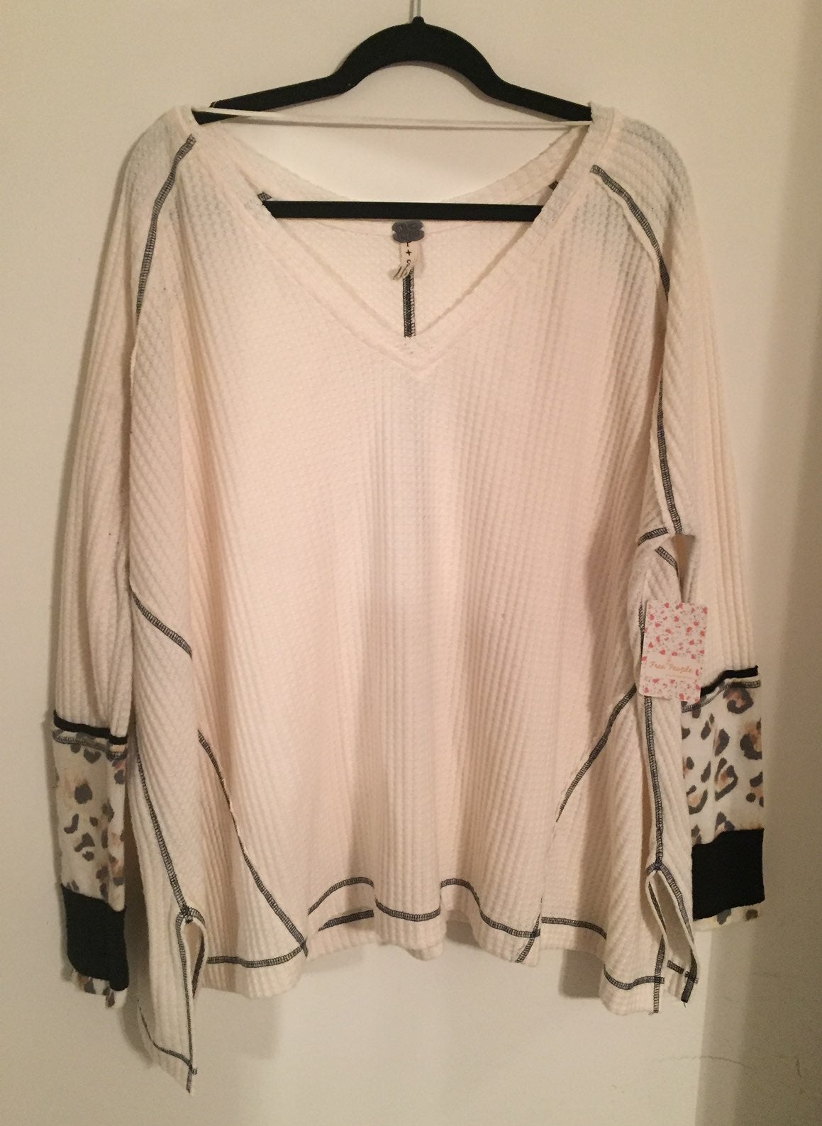 FREE PEOPLE Leopard Accent Top