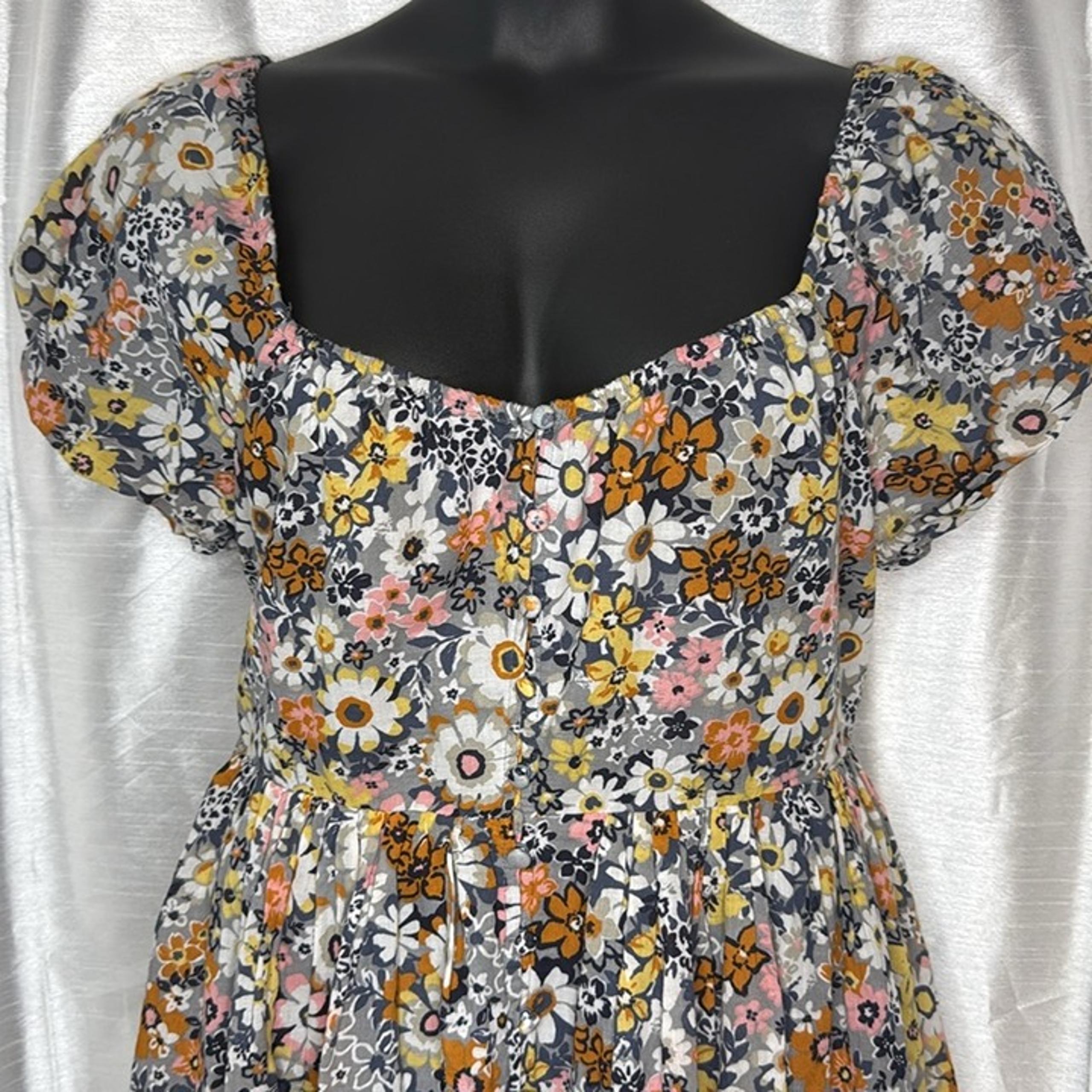 American Eagle Open Back Smocked Puff Sleeve Lined Mini Dress Women’s XL READ
