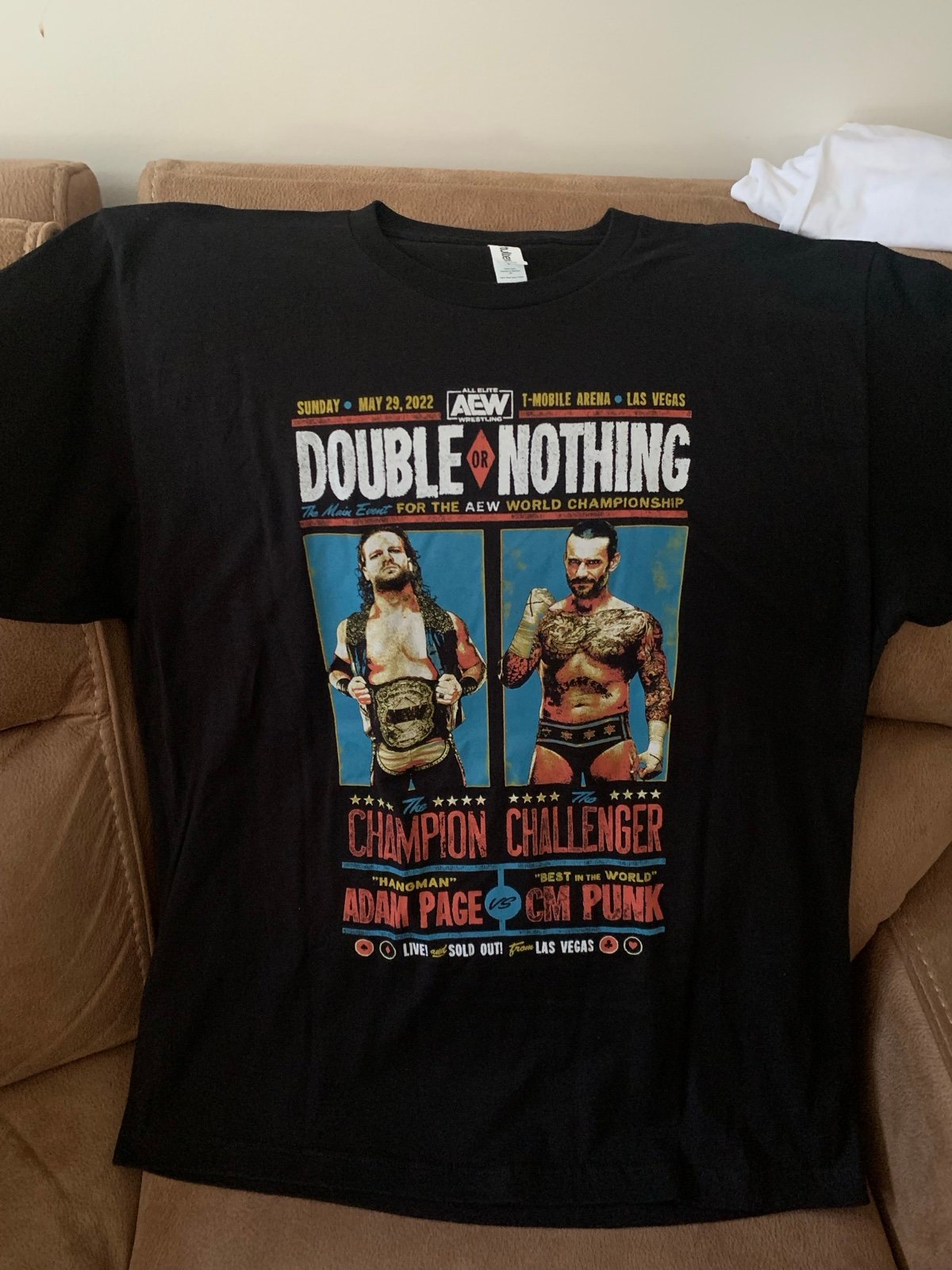 CM Punk vs Adam page AEW Double or Nothing World championship event shirt WWE