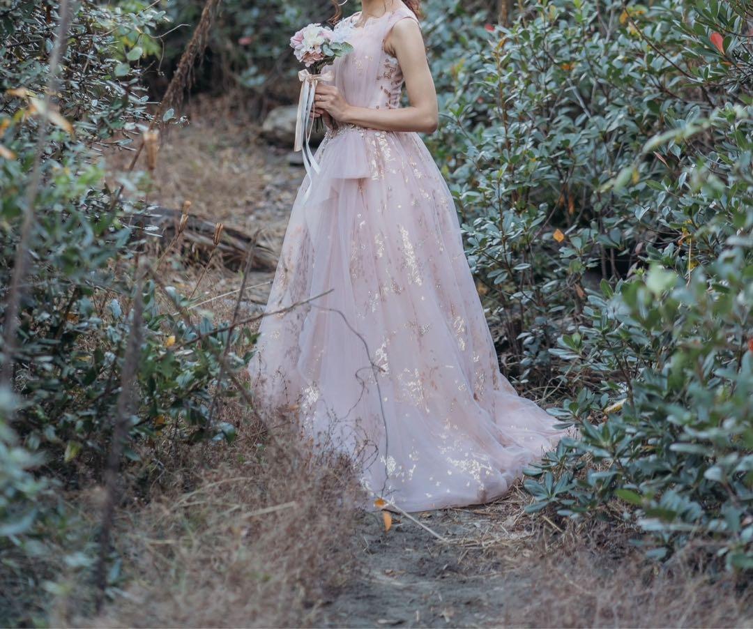 [Price negotiation possible] Colored dress for wedding pre-wedding photo shoot. Pink gold tulle.