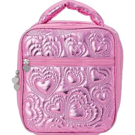 Iscream Girl's Pink Shining Heart Lunch Tote 4 x 8 x 9