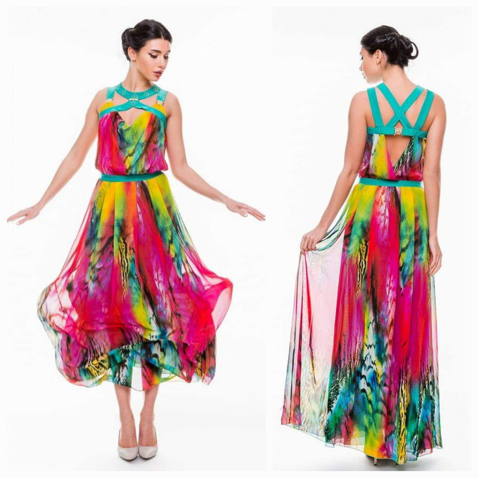 MULTICOLOR MODERN SUMMER DESIGNER WOMEN DRESS