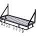 25 in. Black Wall Mounted Kitchen Pot Rack with 10-Hooks