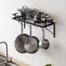 25 in. Black Wall Mounted Kitchen Pot Rack with 10-Hooks