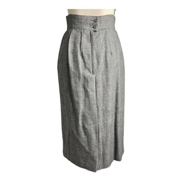 Vintage 80s Plaid High Waisted 100% Virgin Wool Size 6