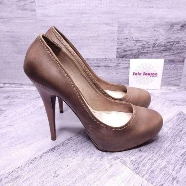 Miu Miu Hidden Platform Leather Pump Nude Taupe Brown sz 39.5 Women's sz 9.5