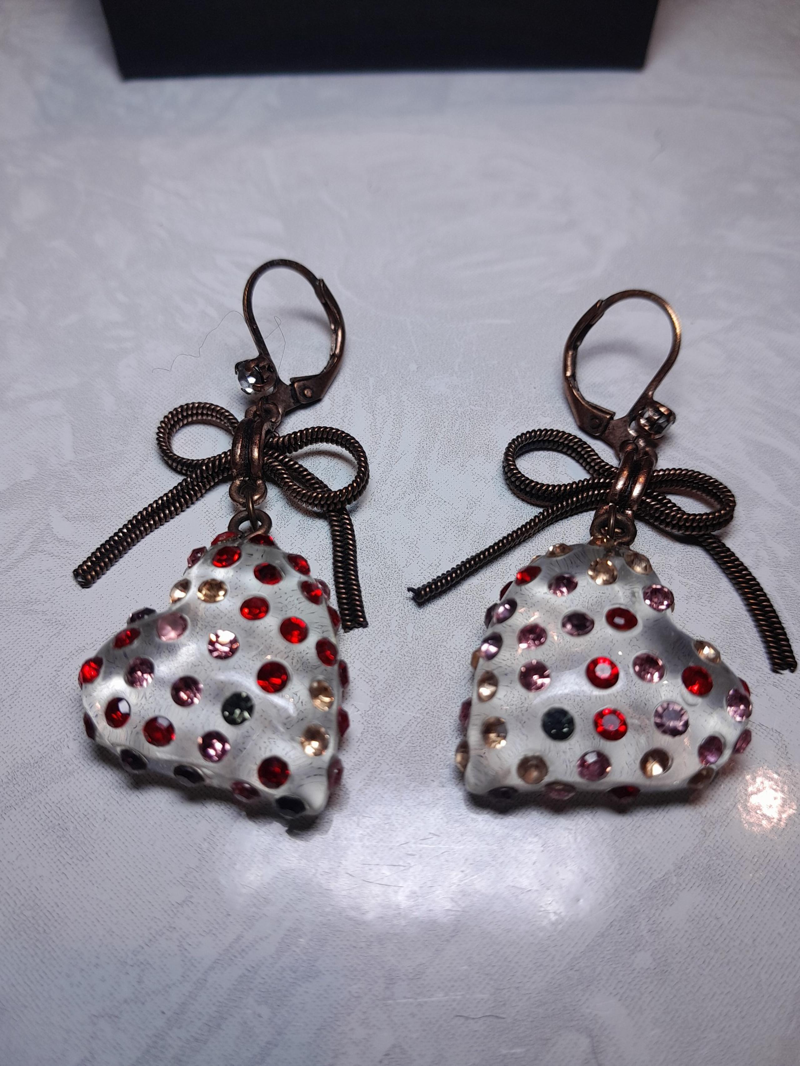 Betsey zjohnson Acrylic With Crystal Stone Heart Shaped Earrings