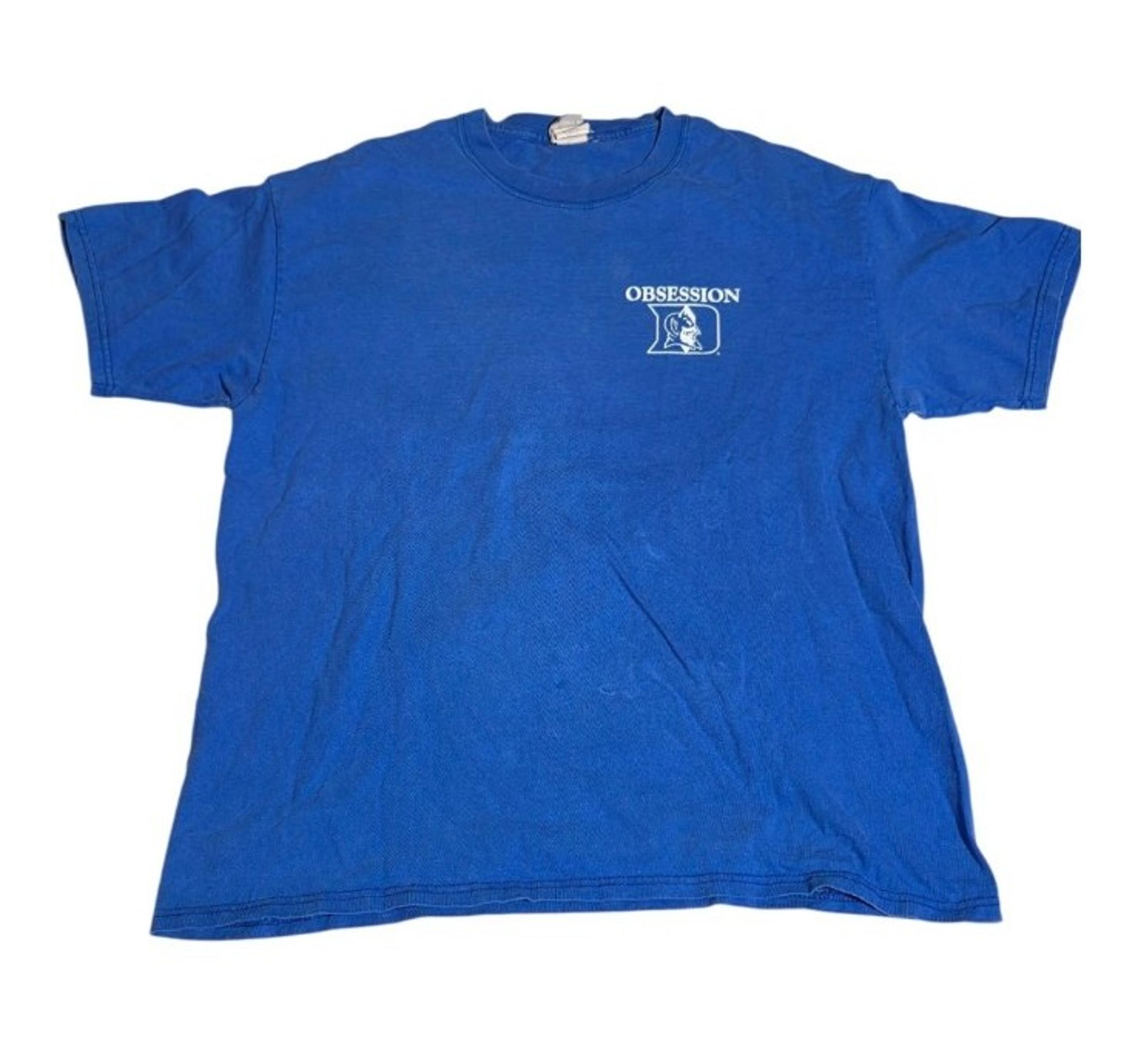 Vintage Duke Basketball Obsession T-Shirt Size L Beefy-T Blue Devils NCAA - Hanes