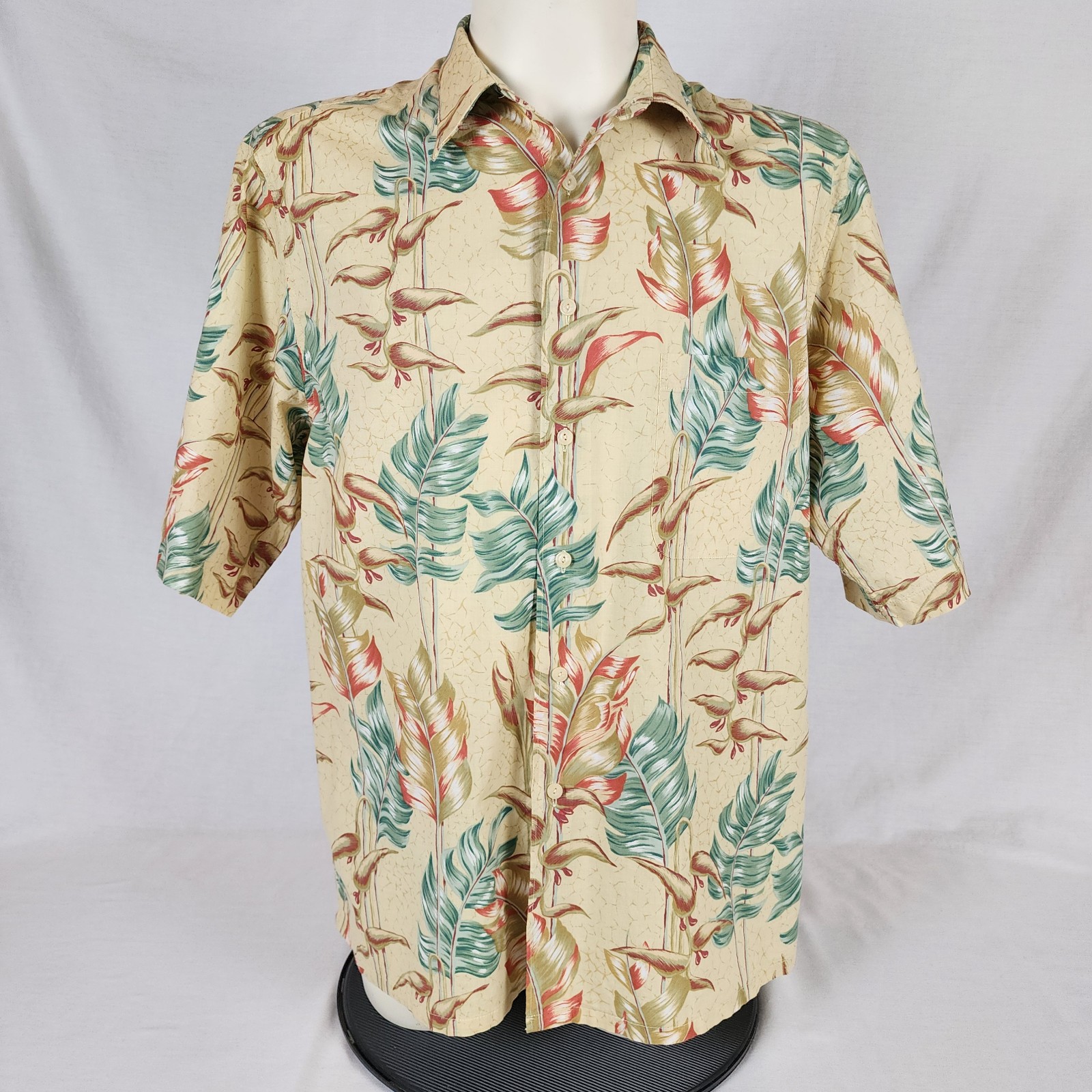 Reyn Spooner Leaf Pattern Hawaiian Shirt (XL)