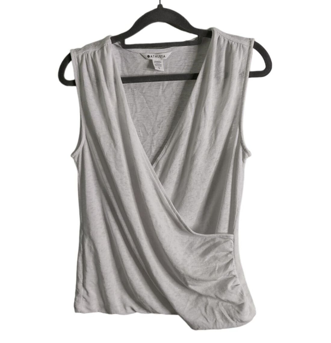 Athleta Breezy Wrap Tank Top Womens Small White Tencel V-Neck Shirt Athletic