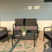 4 Piece Patio Furniture Set, PE Wicker Rattan