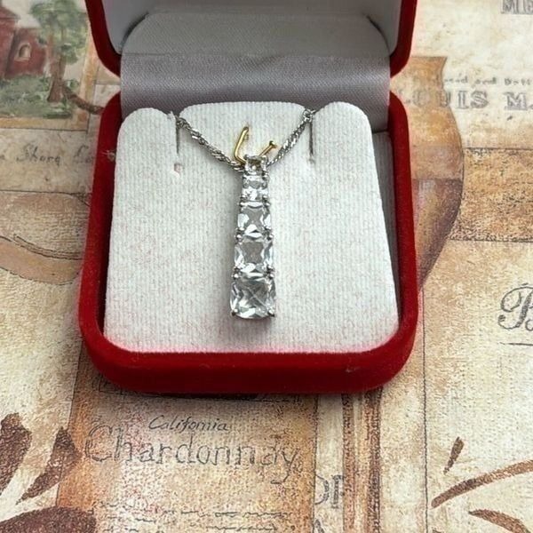 Sterling Silver and Clear Topaz 5 Stone Necklace