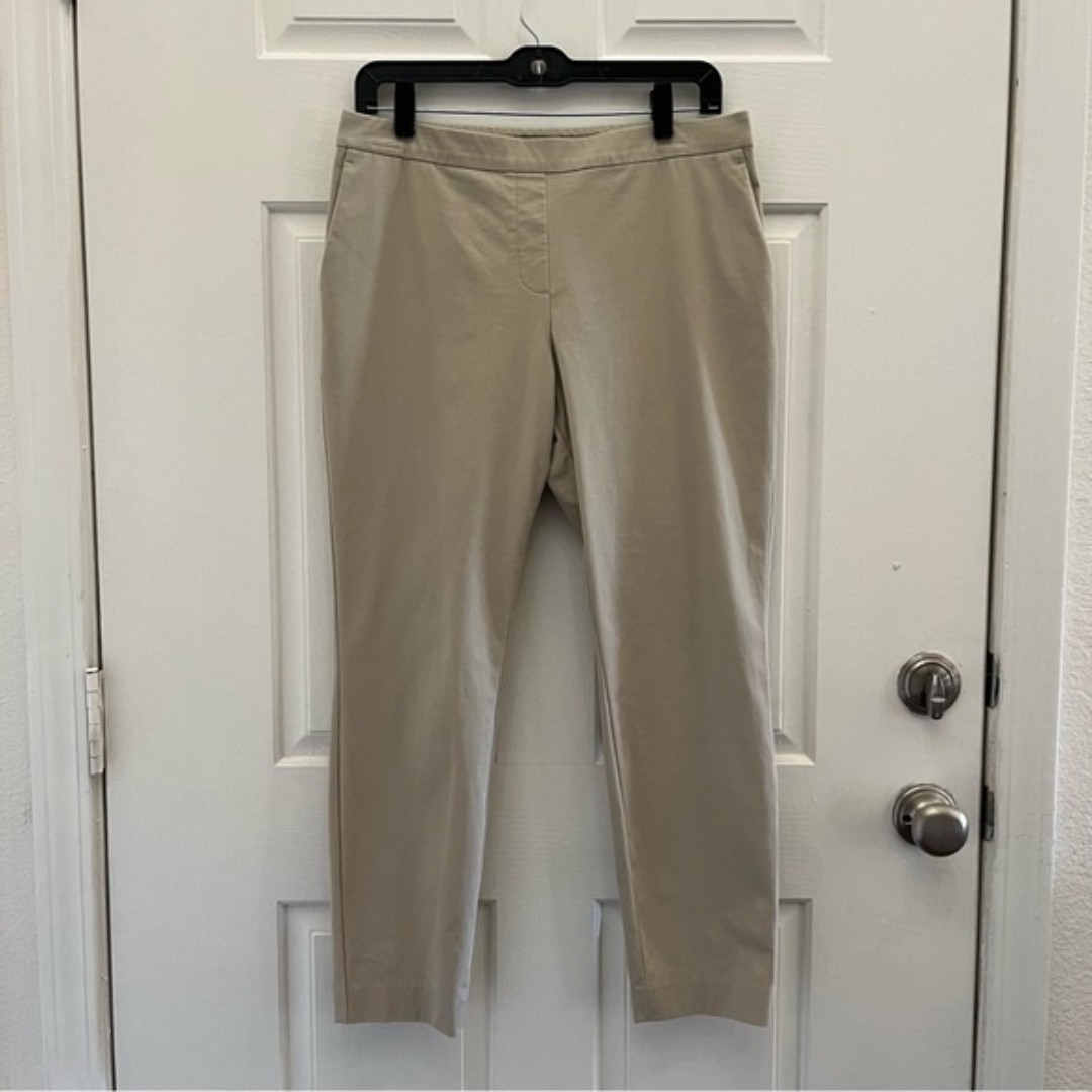 Theory Tan pull on cotton Slim Ankle pants Tan Minimalist Classic Office 8