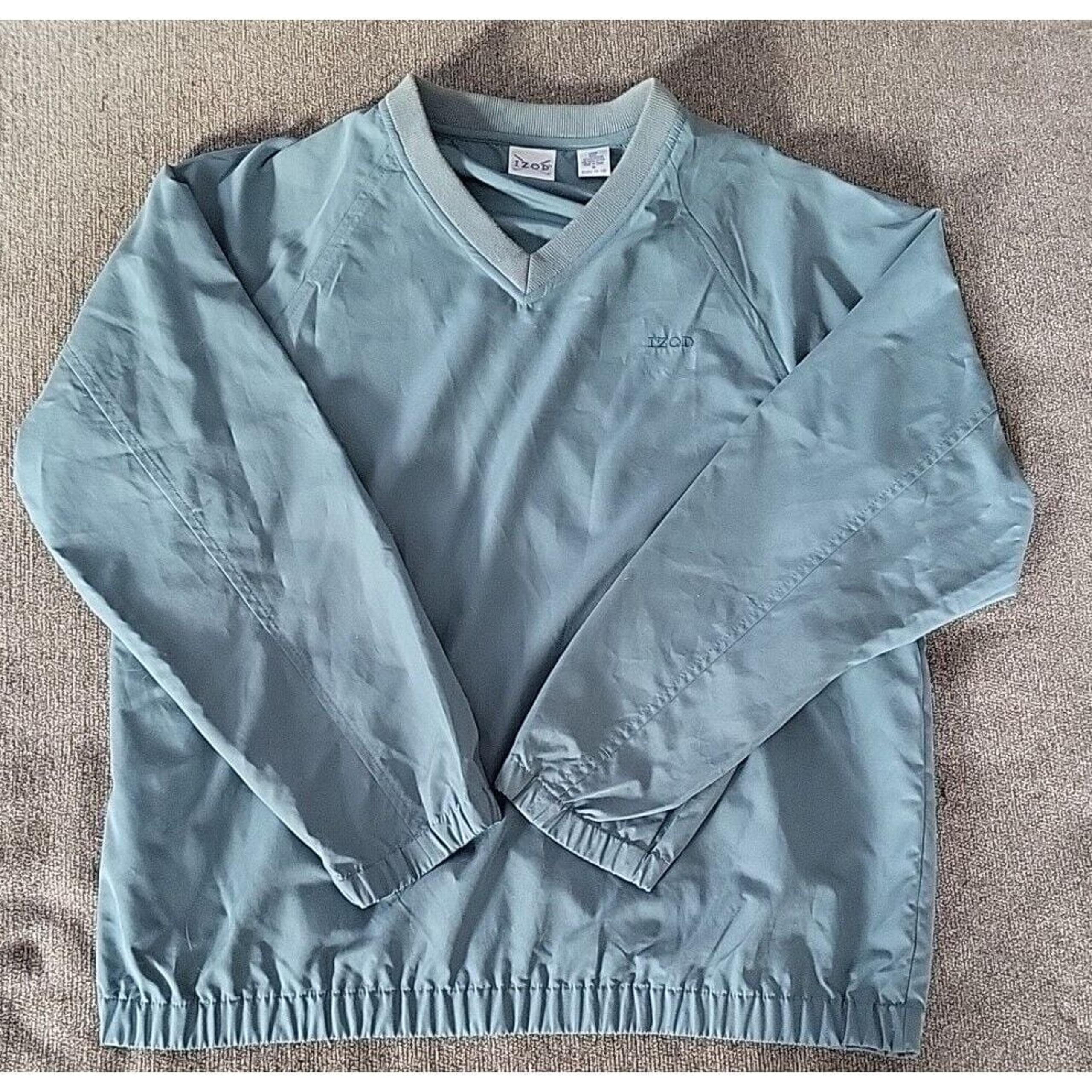 Golf Windbreaker Pullover Modern Womens Med Jacket Teal Blue Lightweight - IZOD