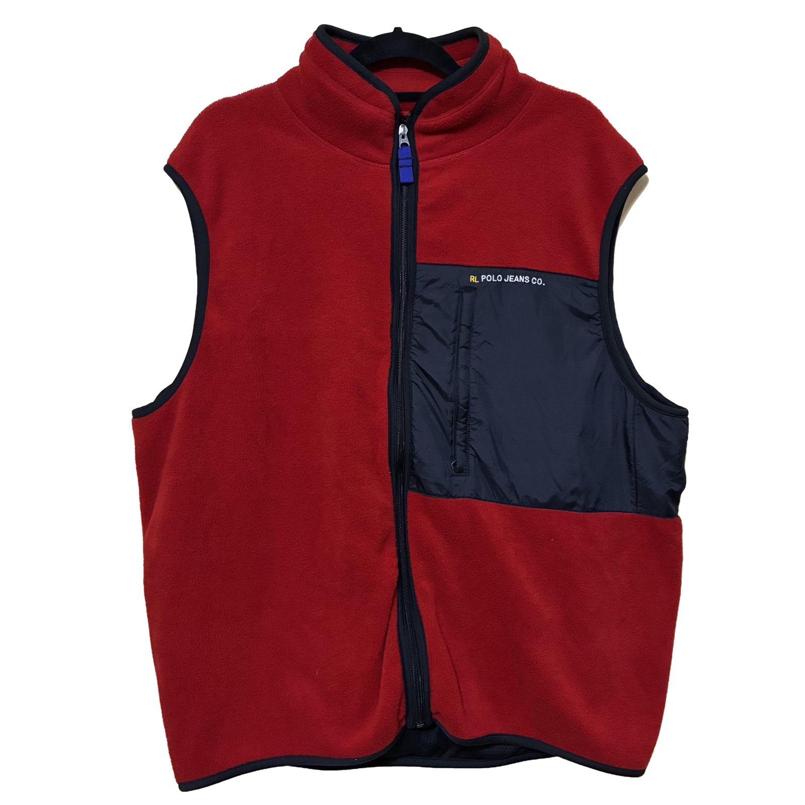 Vintage Ralph Lauren Polo Full Zip Fleece Vest Men’s XL Red Black Jacket
