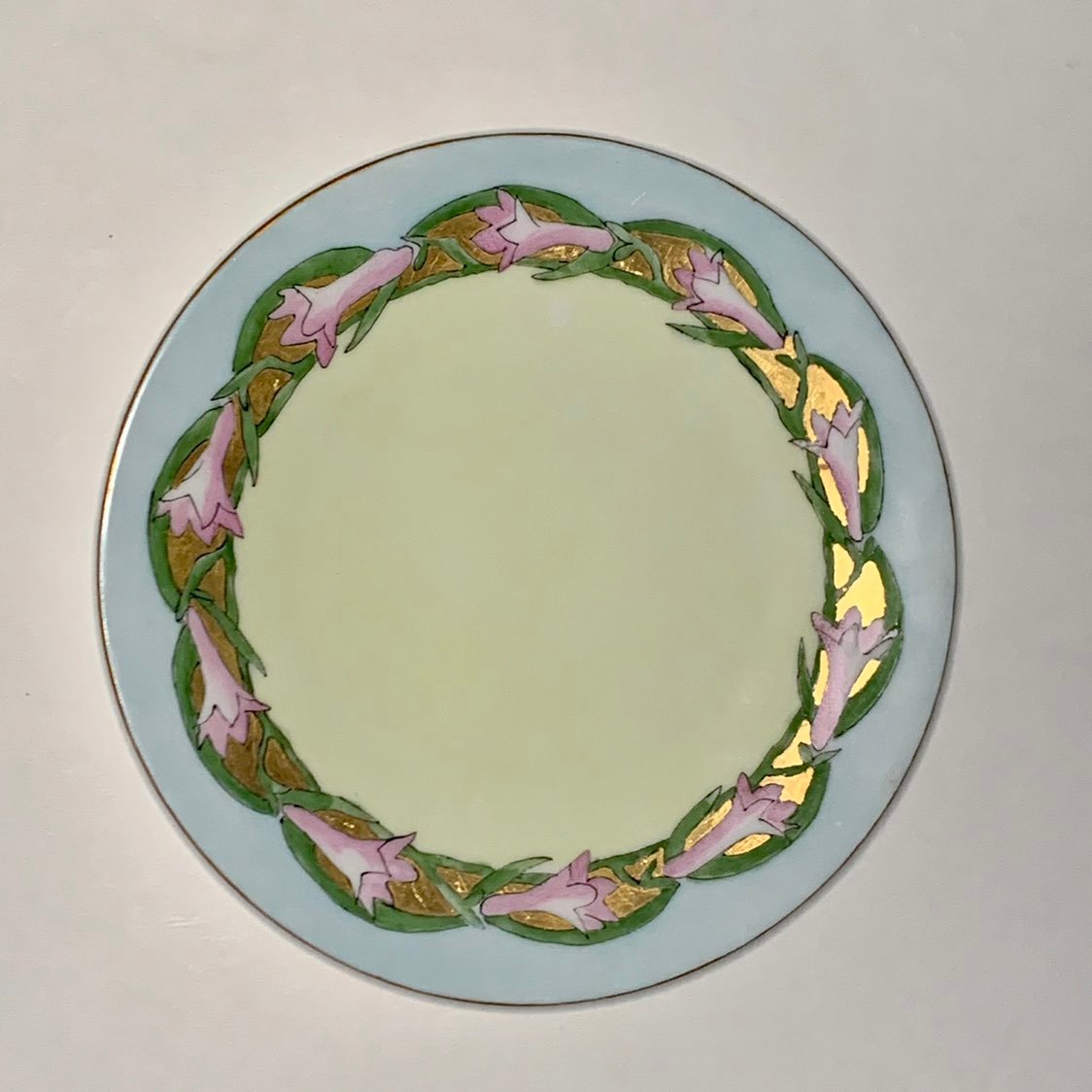 Hermann Ohme Silesia Old Ivory 7.5 Porcelain Salad Plate Pink Flowers Gold Trim