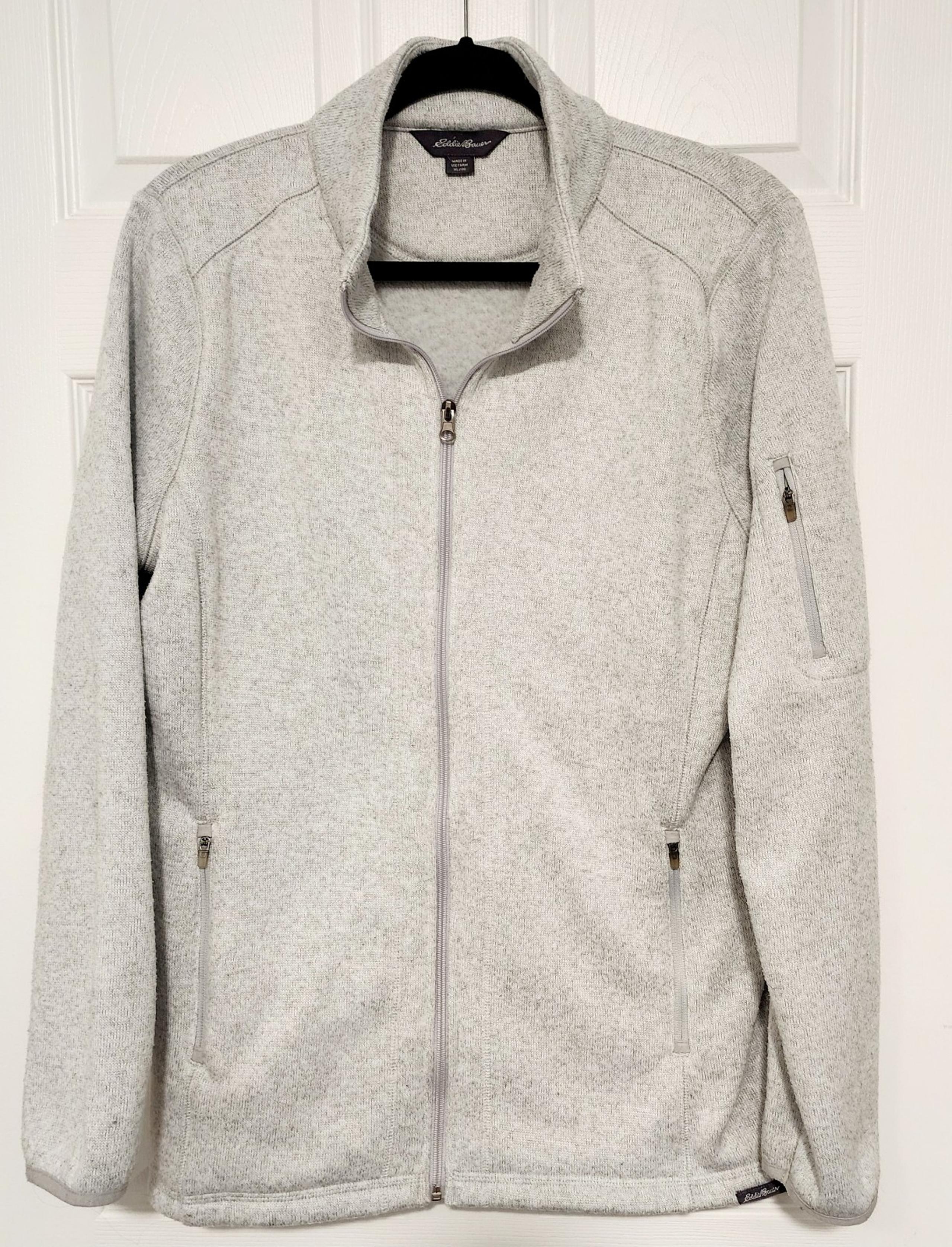 Eddie Bauer Zip Up Fleece Heather Grey SWEATER Jacket, Women’s XL