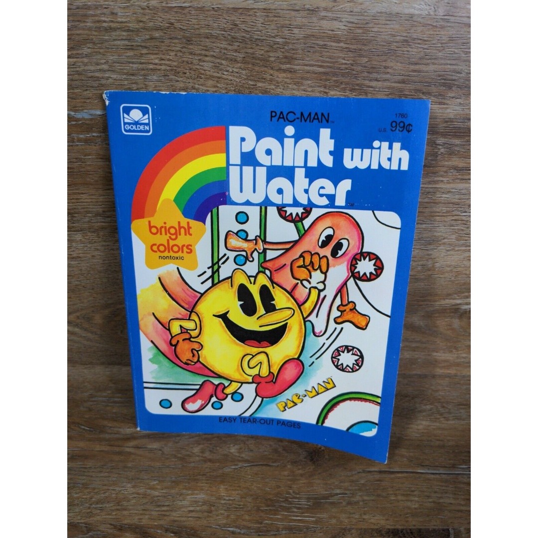 RARE Vintage 1982 Pac Man Paint with Water Book Whitman