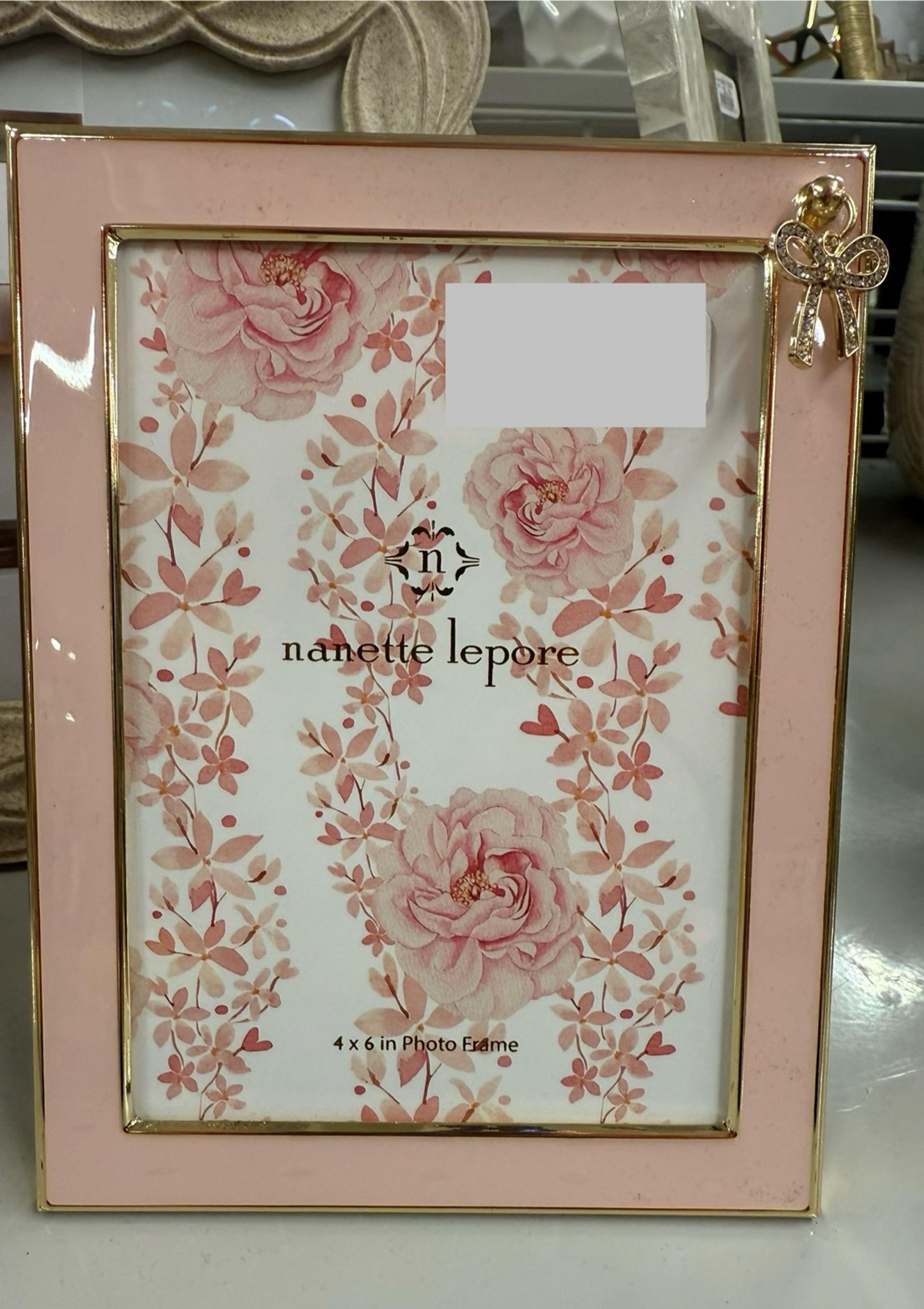 NANETTE LEPORE PINK 4x6 FRAME WITH HANGING COQUETTE BOW CHARM
