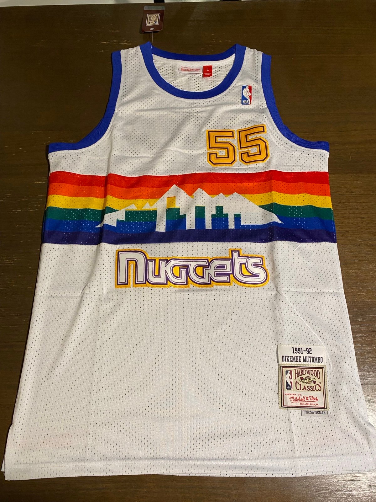 Denver Nuggets Dikembe Mutombo Jersey Mens Large NBA Basketball Fast Shipping L