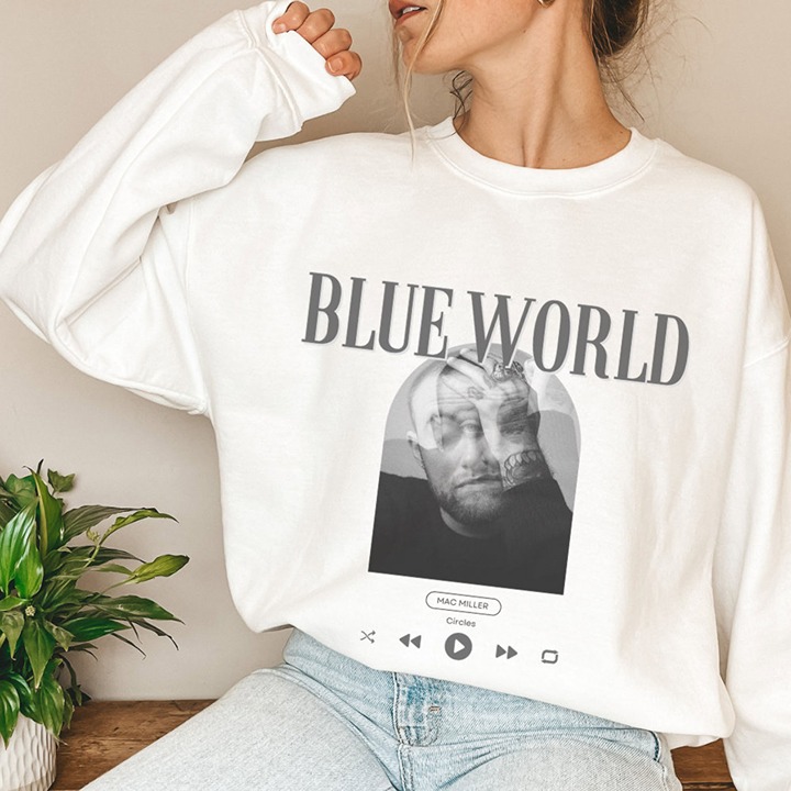 Stylish Blue World Mac Miller Song Sweatshirt