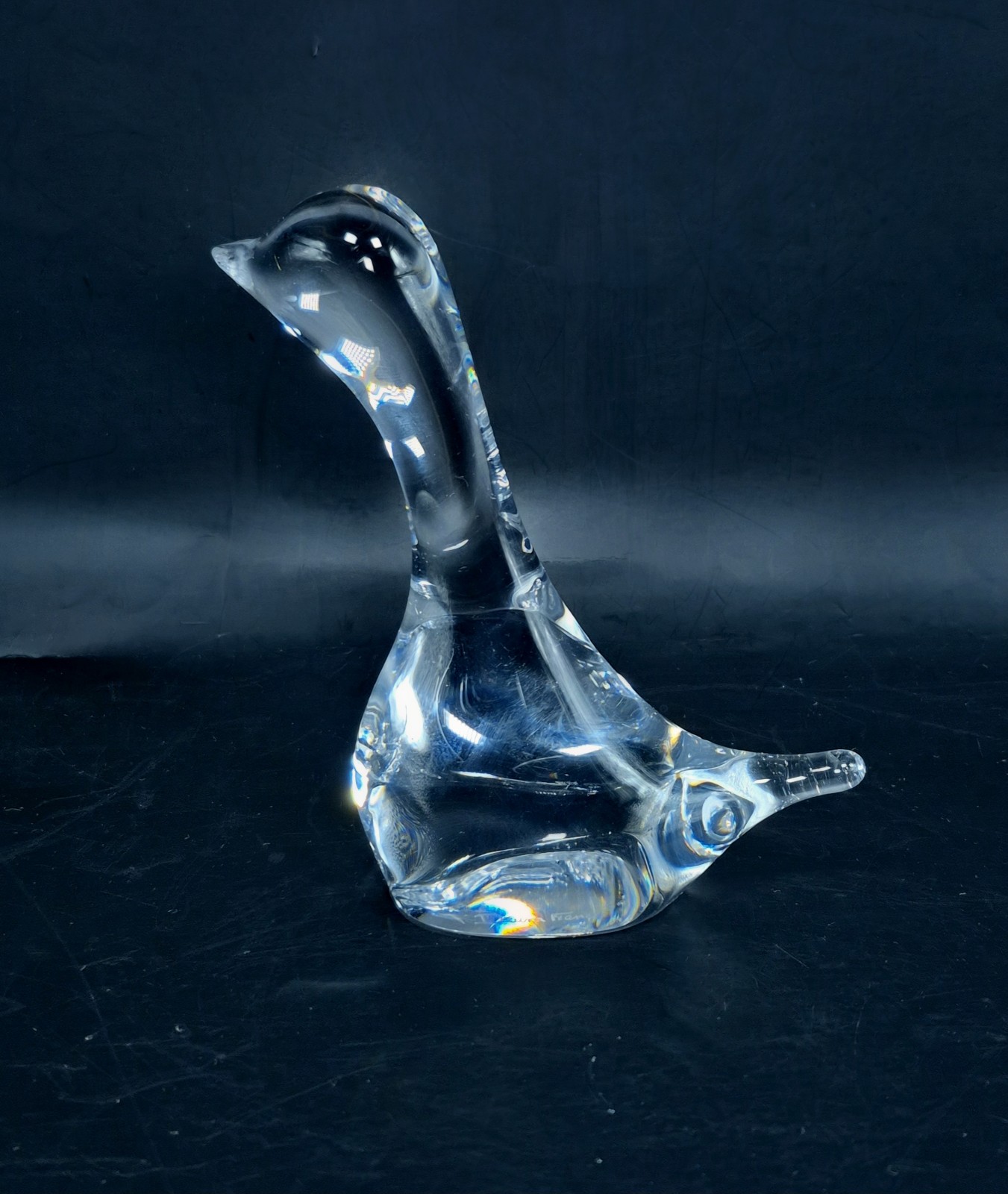 Daum France Figurine Duck, Hand-blown, signed