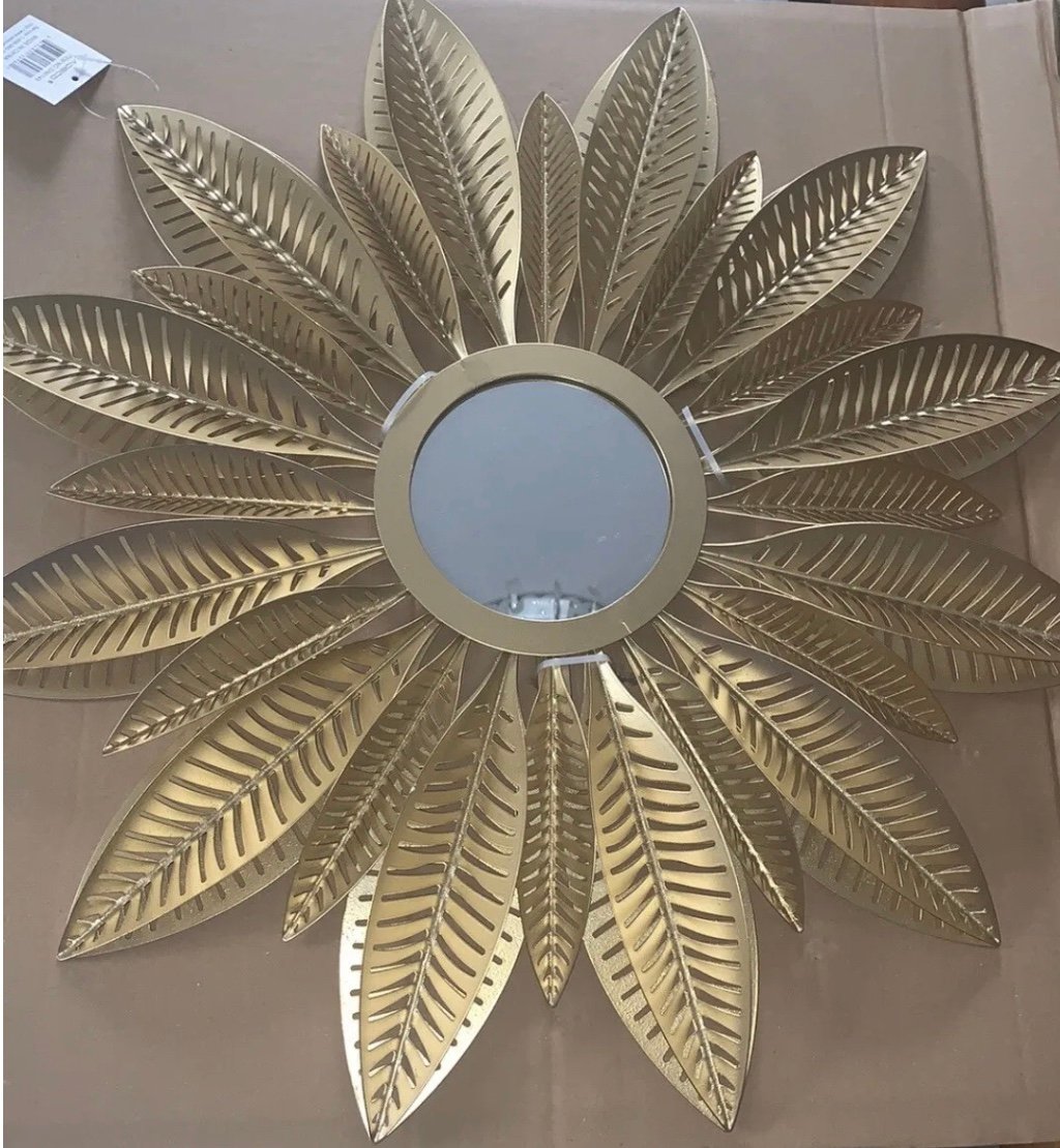 Mirror Large Golden Sunburst Wall Mirror 23.6” Contemporary