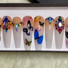 XXL Butterfly Swarovski Press On Nails