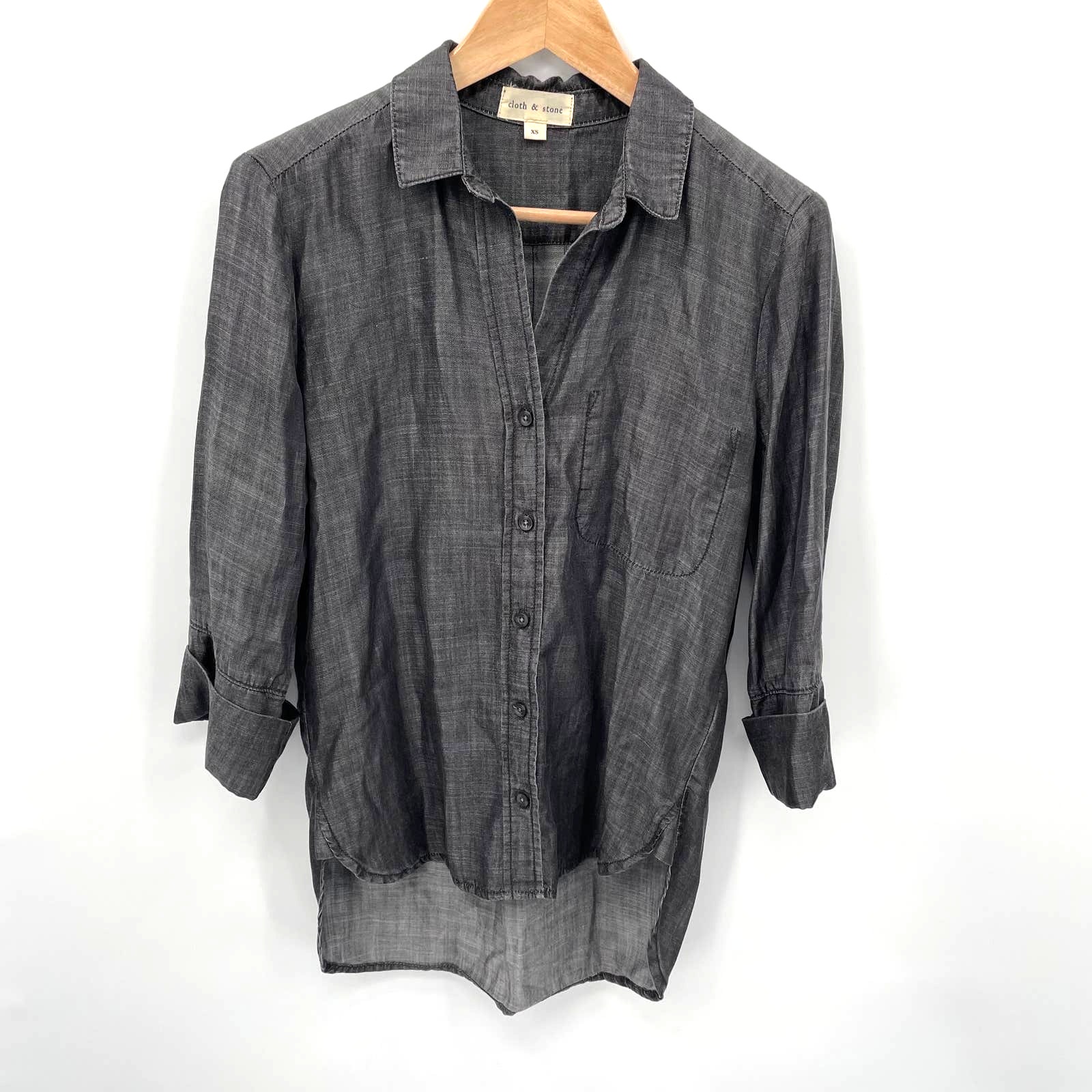 Cloth & Stone Dark Grey Wash Tencel Button Down Shirt // XS