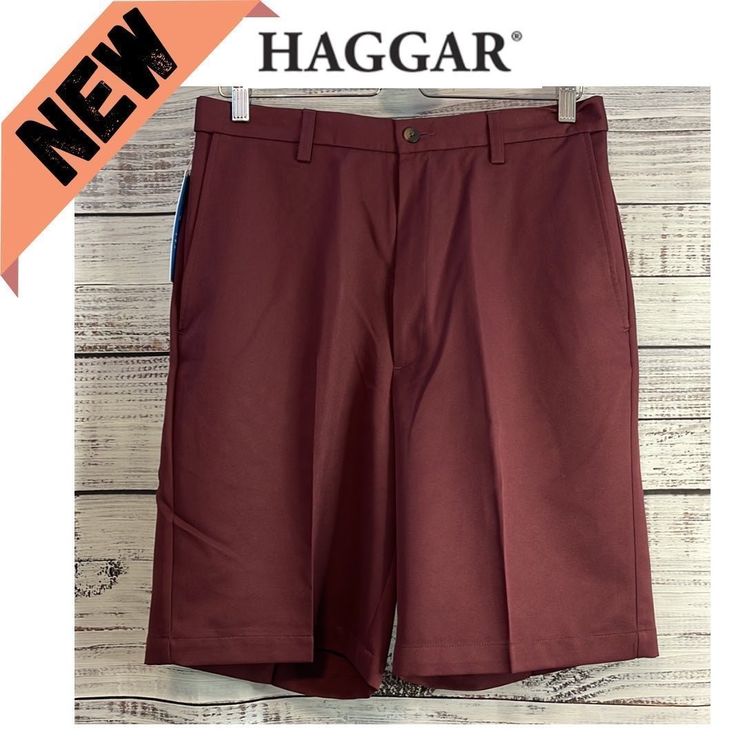 Men’s Flat Front Shorts Port Red | Size 32