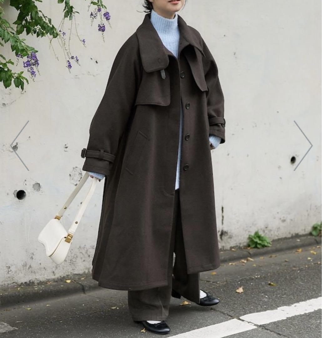 Woolly High Neck Long Coat 24AW Brown