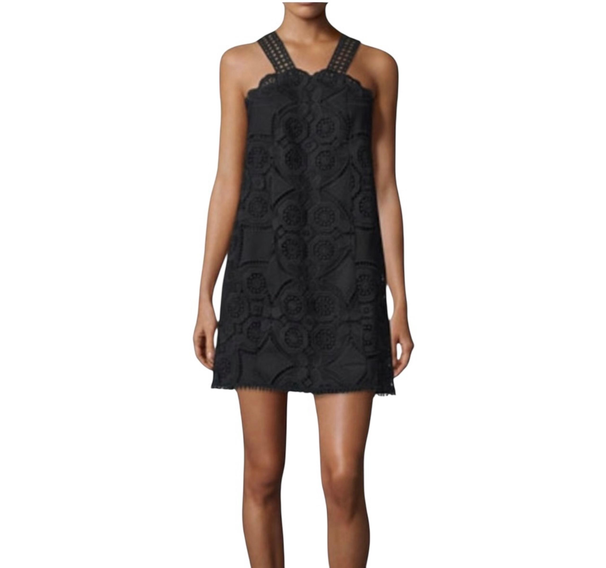 Alexis Iva Sleeveless Lace Embroidered Floral Mini Dress Women's Small Black