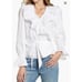 NEW Rachel Parcell Ruffle Wrap Blouse Top Poet Sleeve Waist Tie White Size XL