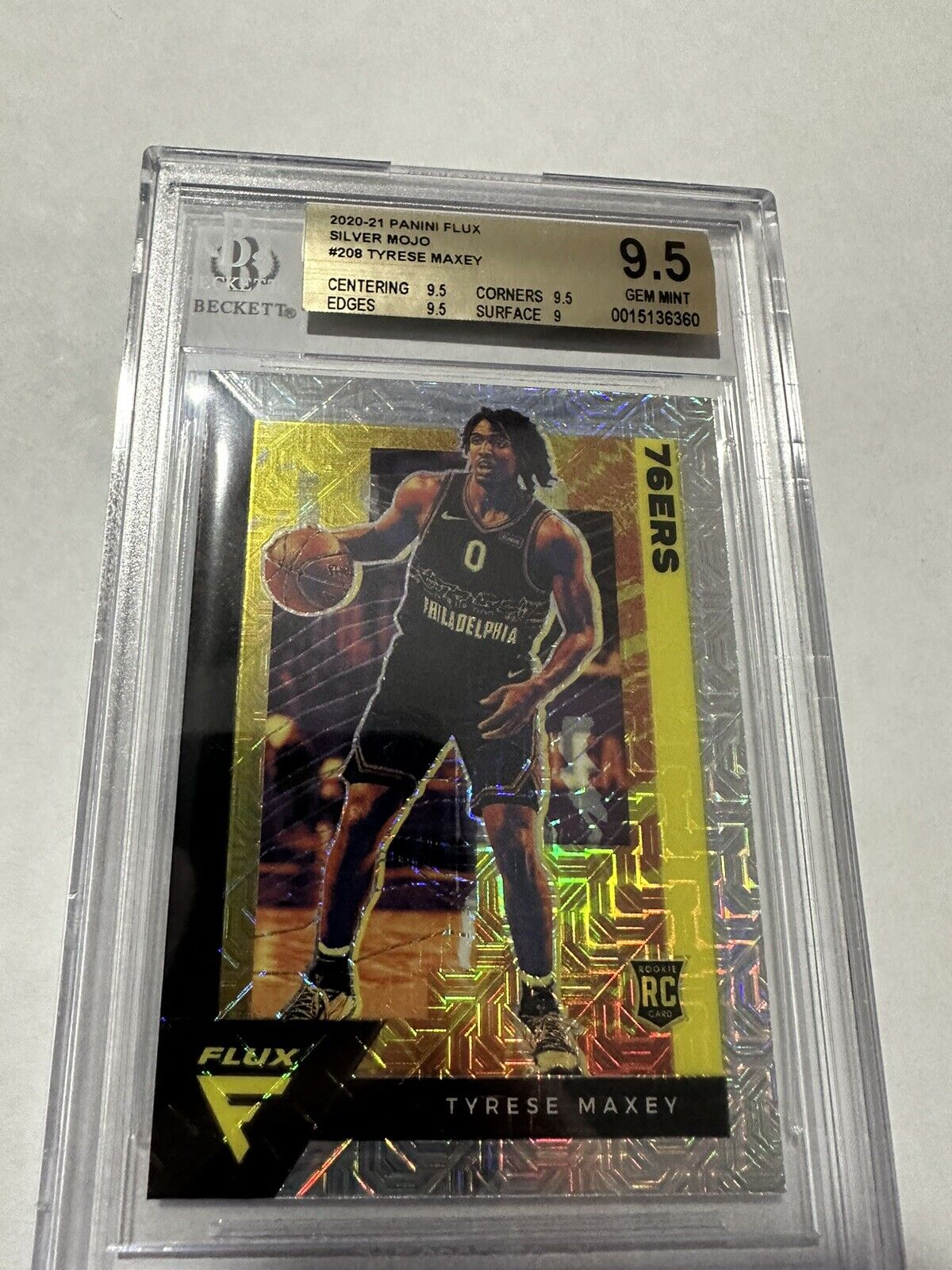 Tyrese Maxey RC - 2020-21 Flux Silver Mojo Rookie #208 - BGS 9.5 Gem Mint