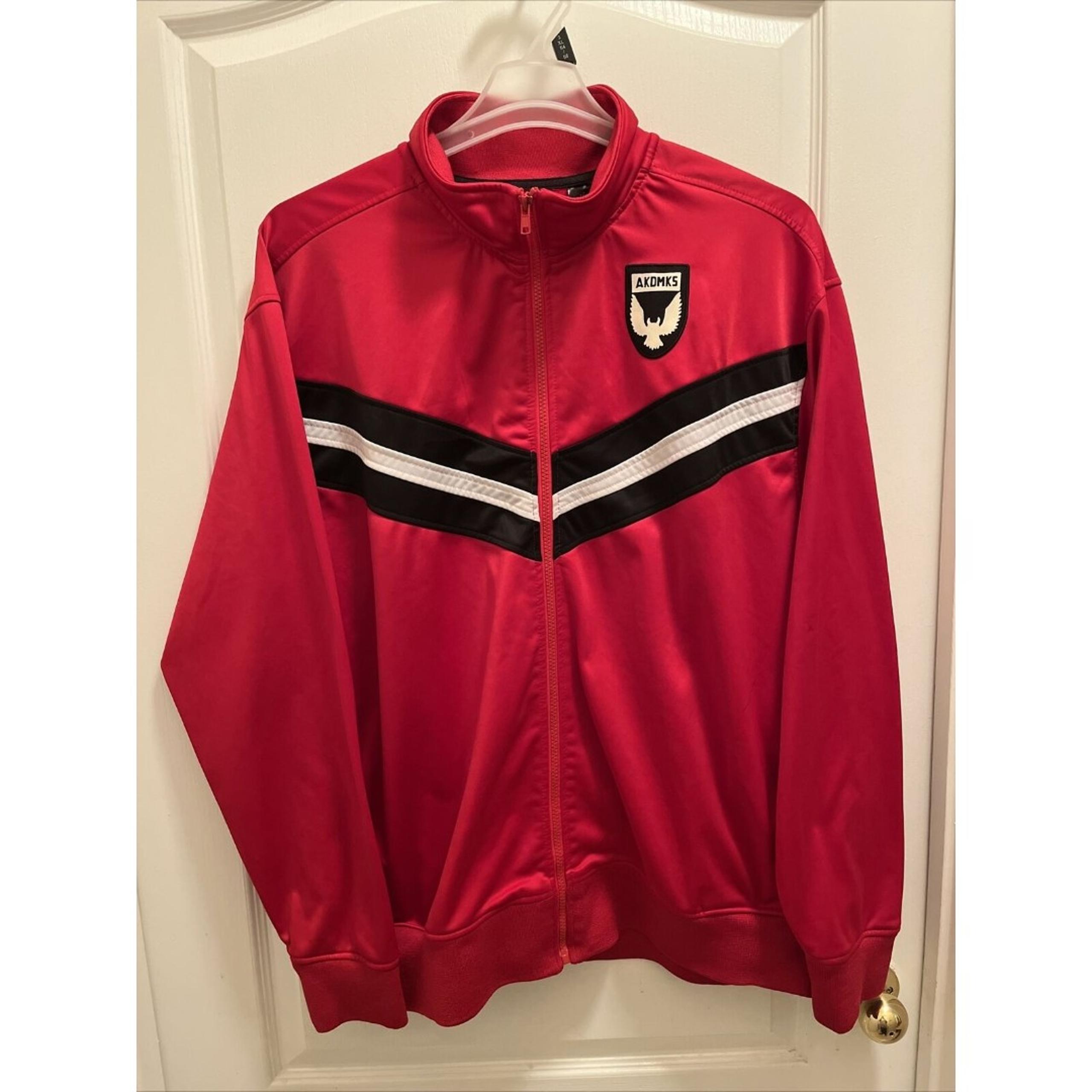 AKDMKS Chevron Sewn Design Full Zip Track Jacket SIZE XL - Red